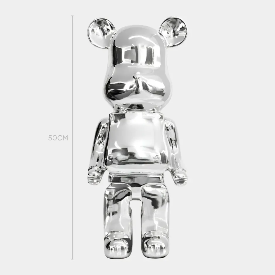 Statues & Sculptures Table Top|Floor Standing^Aero Bear 50cm Chrome Resin Indoor Sculpture