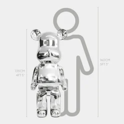 Statues & Sculptures Floor Standing|Animals^Aero Bear 135cm Chrome Resin Indoor Sculpture