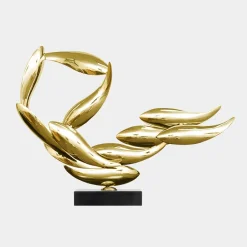 Statues & Sculptures Table Top|Abstract^Aero Stream 50cm Gold Metal Indoor Sculpture