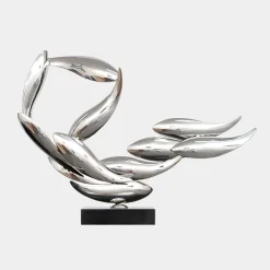 Statues & Sculptures Table Top|Abstract^Aero Stream 50cm Silver Metal Indoor Sculpture