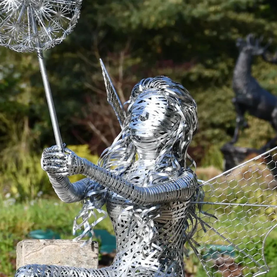 Statues & Sculptures Fairies^Alette Fairy 60cm Metal Wire Garden Sculpture