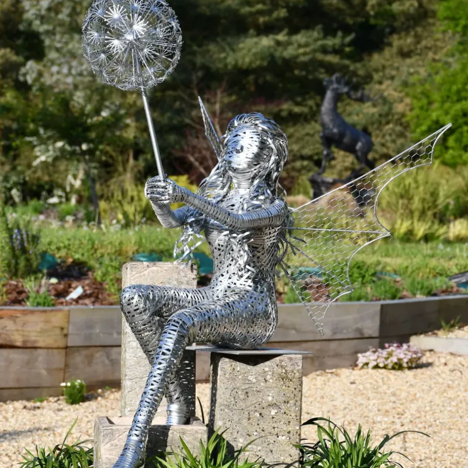 Statues & Sculptures Fairies^Alette Fairy Metal Wire Garden Sculpture