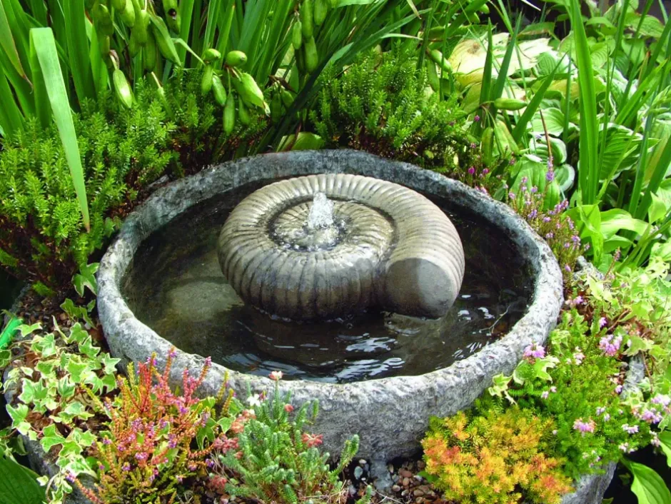 Statues & Sculptures Water Features^Ammonite Fossil Stone Garden Water Feature