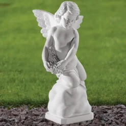 Statues & Sculptures Angel^Angel 38cm Marble Resin Garden Statue