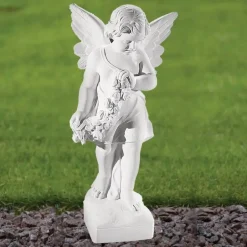 Statues & Sculptures Angel^Angel 60cm Marble Resin Garden Statue