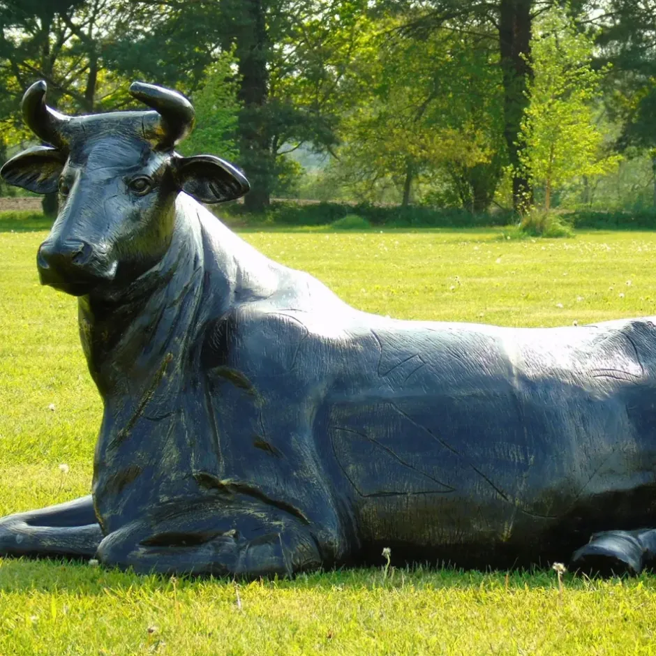 Statues & Sculptures Farm^Angus Cow Life-Size Bronze Metal Garden Statue