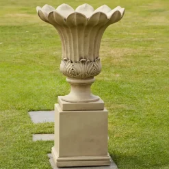 Statues & Sculptures Round|Large^Annecy Vase on Pedestal Stone Garden Planter