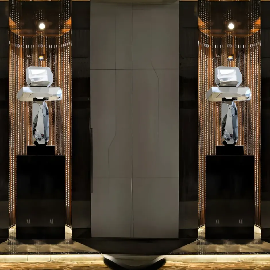 Statues & Sculptures Table Top|Abstract^Astrolith 73cm Silver Metal Indoor Sculpture v2