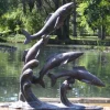 Statues & Sculptures Sealife^Atlantic Salmon Fish Bronze Metal Garden Sculpture