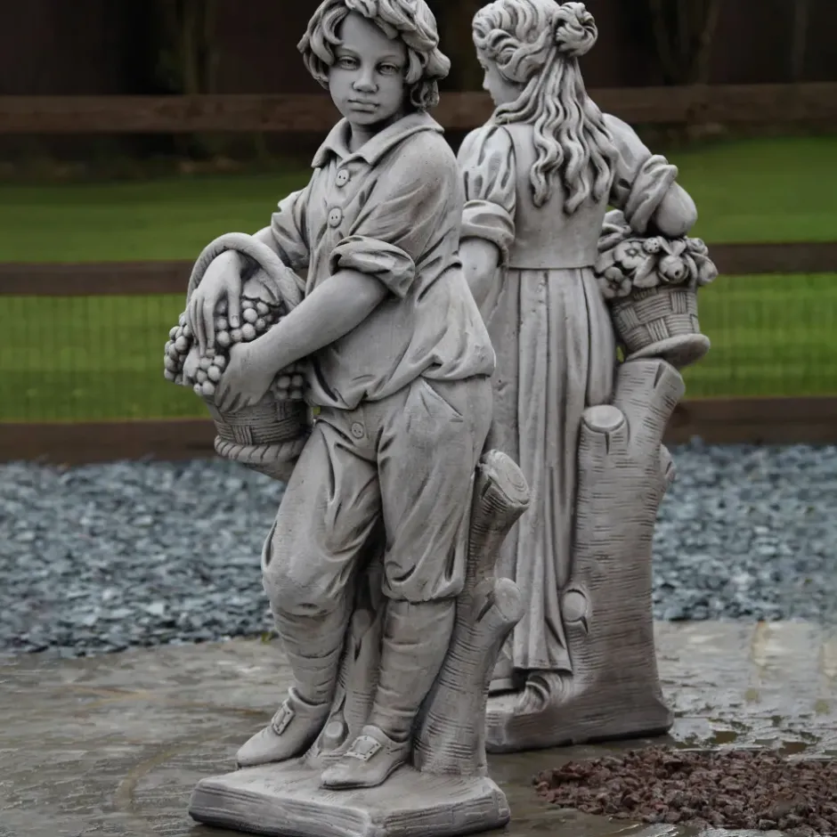 Statues & Sculptures Children^Autumn Boy Stone Garden Statue