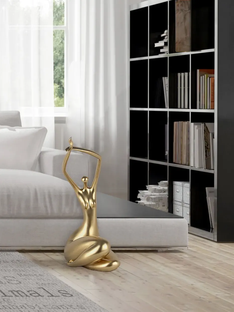 Statues & Sculptures Figurative|Table Top^Awakened Grace 54cm Gold Resin Indoor Sculpture