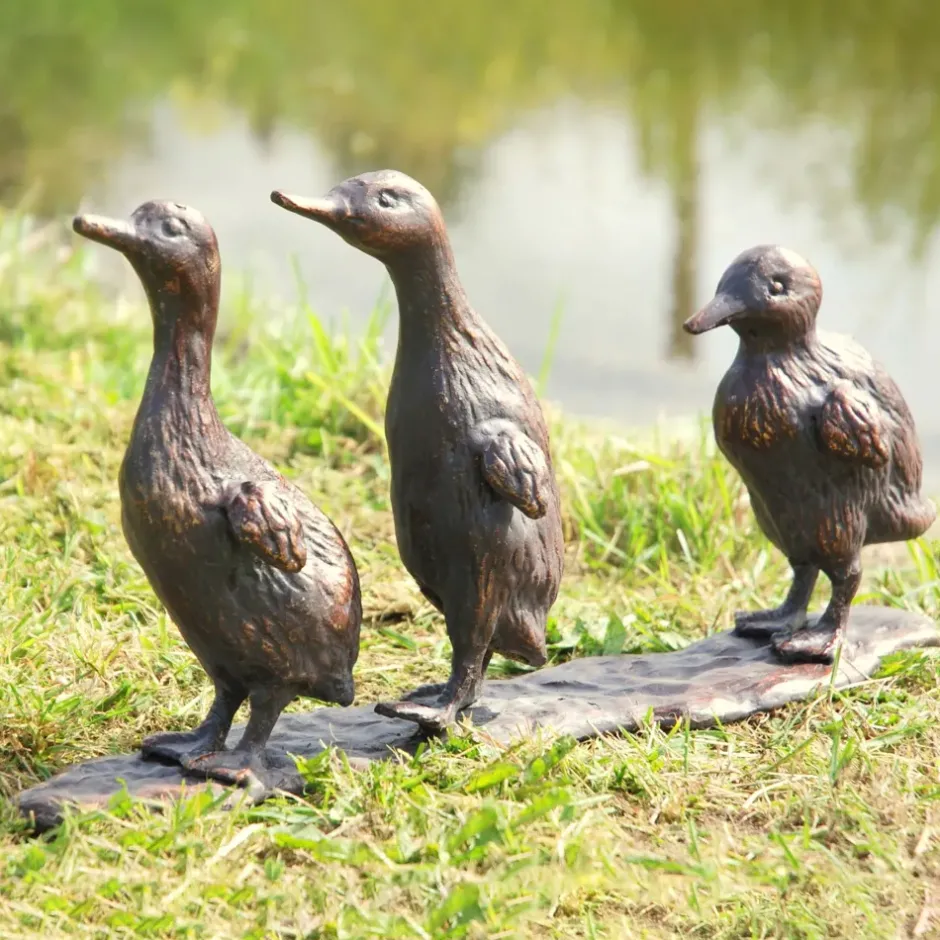 Statues & Sculptures Ducks^Baby Ducklings Bronze Metal Garden Ornaments
