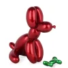 Statues & Sculptures Table Top|Floor Standing^Balloon Dog & Bone 28cm Red Resin Indoor Sculpture