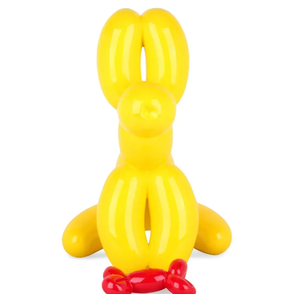 Statues & Sculptures Table Top|Floor Standing^Balloon Dog & Bone 46cm Yellow Resin Indoor Sculpture