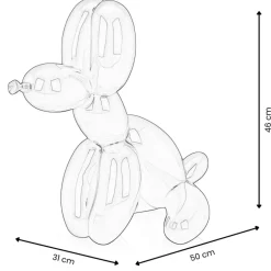 Statues & Sculptures Table Top|Floor Standing^Balloon Dog & Bone 46cm Yellow Resin Indoor Sculpture