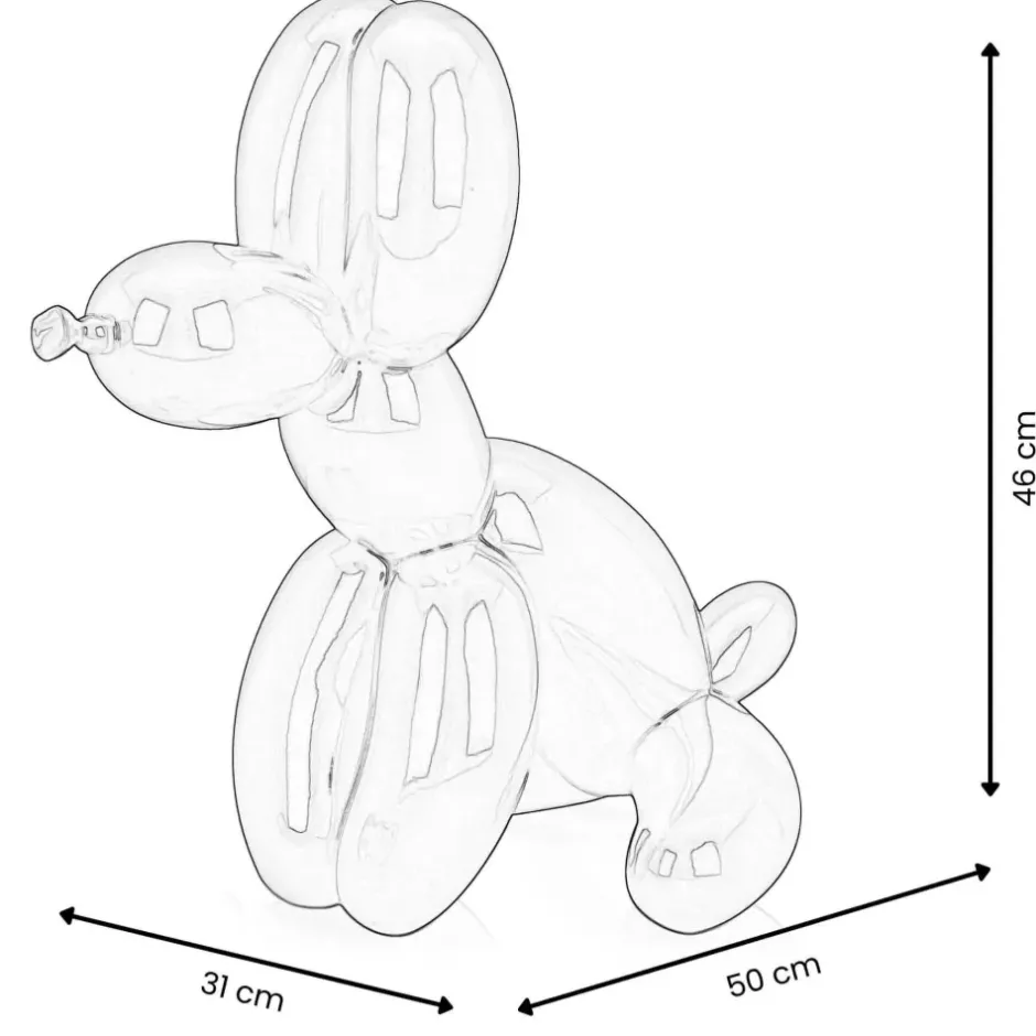 Statues & Sculptures Table Top|Floor Standing^Balloon Dog & Bone 46cm Yellow Resin Indoor Sculpture