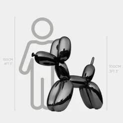 Statues & Sculptures Floor Standing|Balloon Dogs^Balloon Dog 100cm Black Metal Garden Sculpture