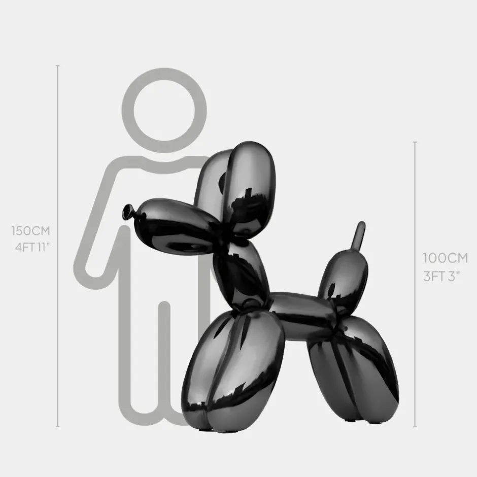 Statues & Sculptures Floor Standing|Balloon Dogs^Balloon Dog 100cm Black Metal Garden Sculpture