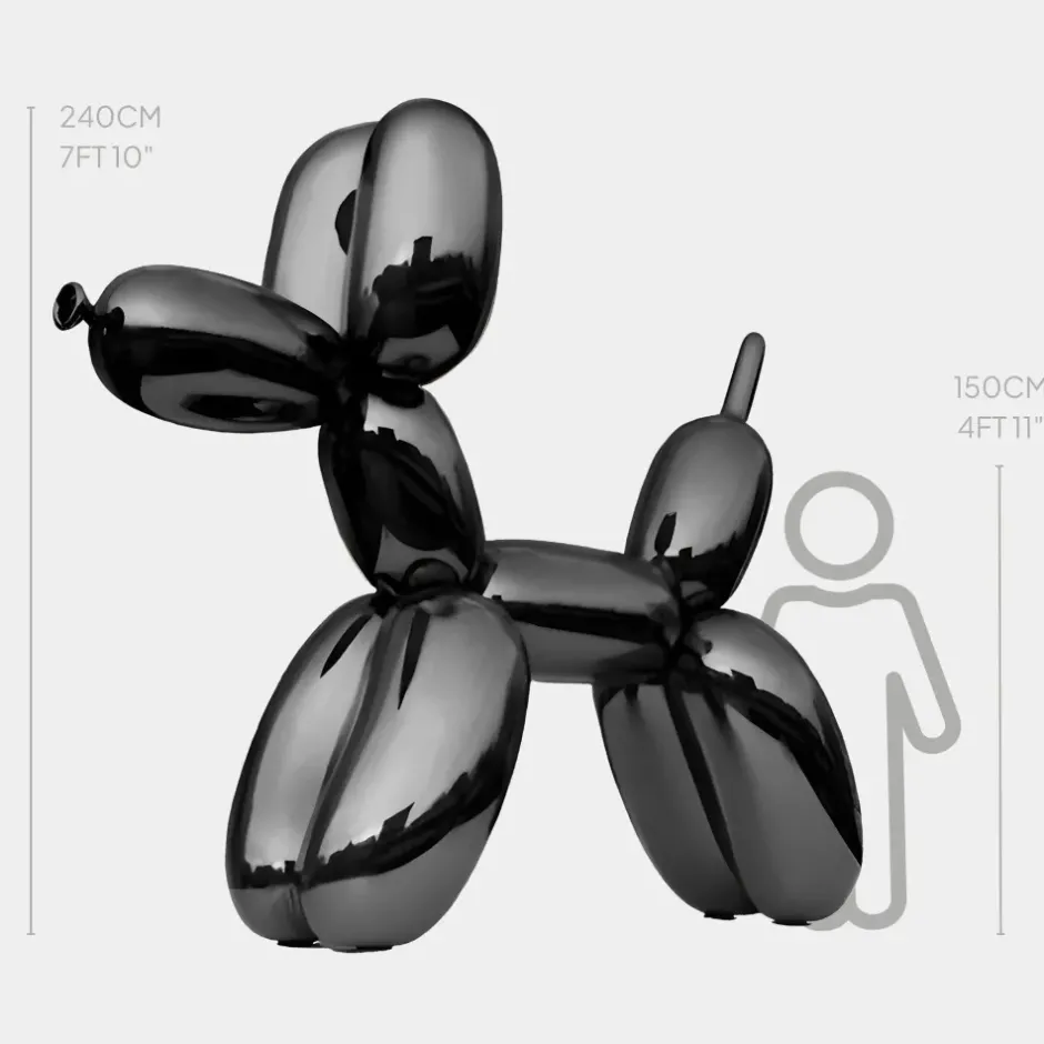 Statues & Sculptures Giant|Floor Standing^Balloon Dog 240cm Black Metal Garden Sculpture