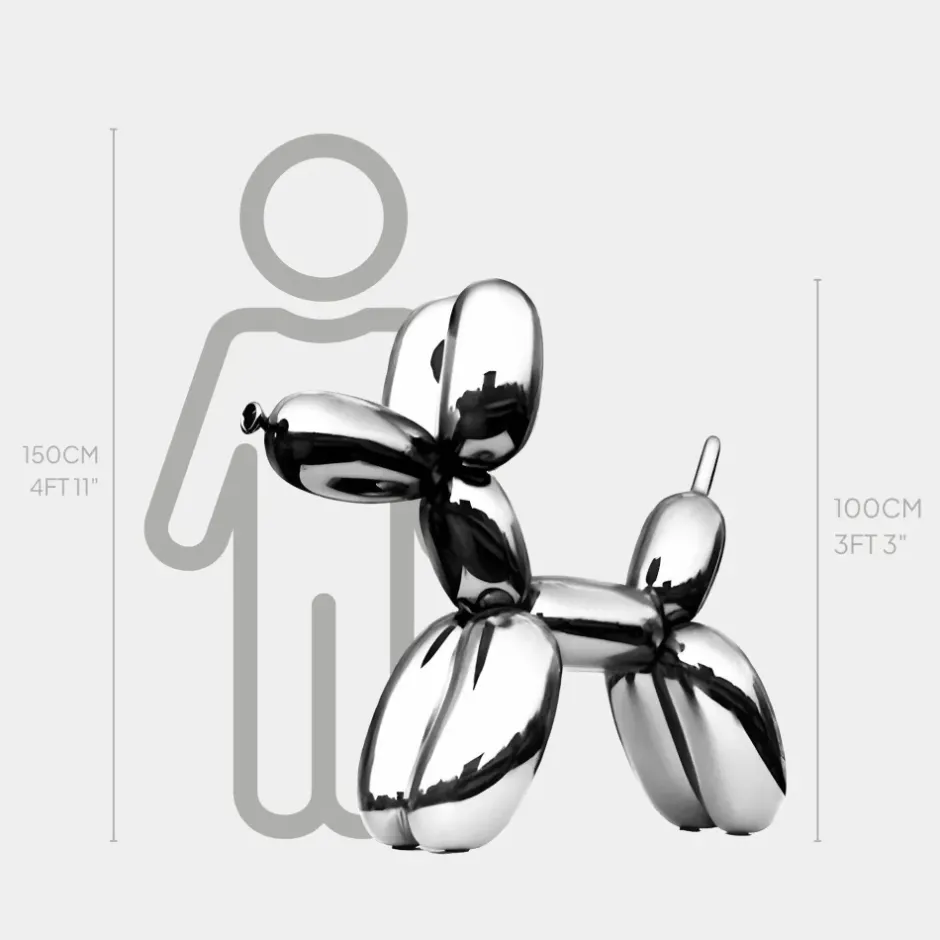 Statues & Sculptures Floor Standing|Balloon Dogs^Balloon Dog 100cm Chrome Fibreglass Indoor Sculpture