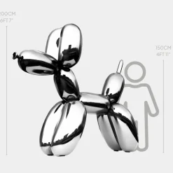 Statues & Sculptures Giant|Floor Standing^Balloon Dog 200cm Chrome Metal Garden Sculpture