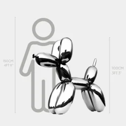 Statues & Sculptures Floor Standing|Balloon Dogs^Balloon Dog 100cm Chrome Metal Garden Sculpture