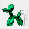 Statues & Sculptures Giant|Floor Standing^Balloon Dog 200cm Green Fibreglass Indoor Sculpture