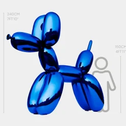 Statues & Sculptures Giant|Floor Standing^Balloon Dog 240cm Ocean Blue Fibreglass Indoor Sculpture