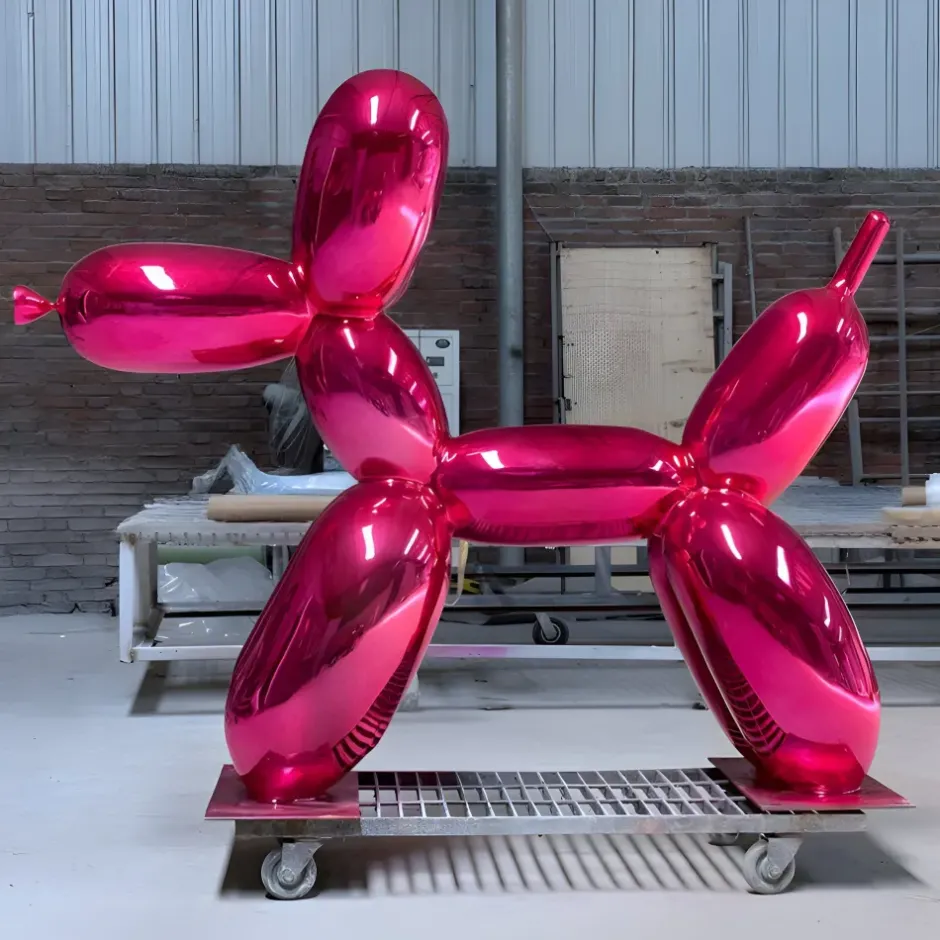 Statues & Sculptures Giant|Floor Standing^Balloon Dog 240cm Pink Metal Garden Sculpture