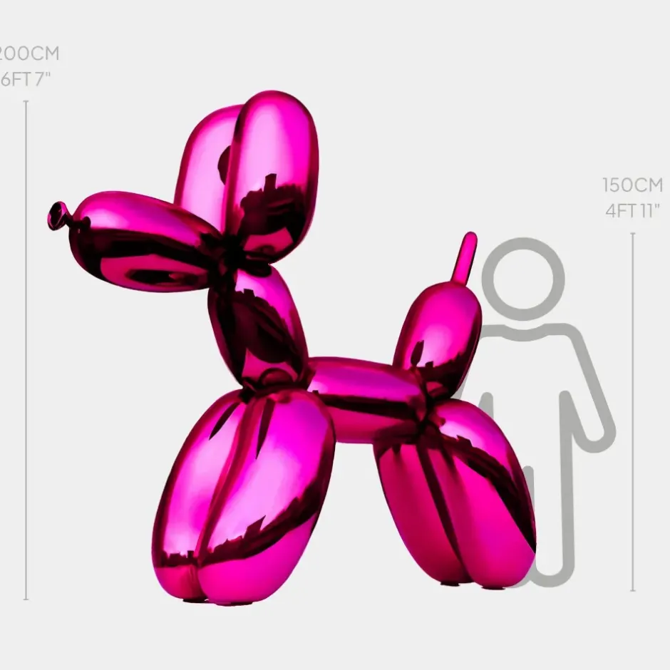 Statues & Sculptures Giant|Floor Standing^Balloon Dog 200cm Pink Metal Garden Sculpture