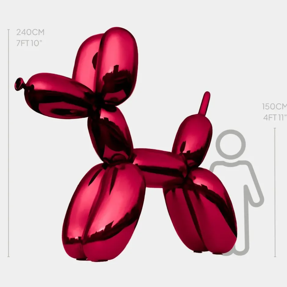 Statues & Sculptures Giant|Floor Standing^Balloon Dog 240cm Red Fibreglass Indoor Sculpture