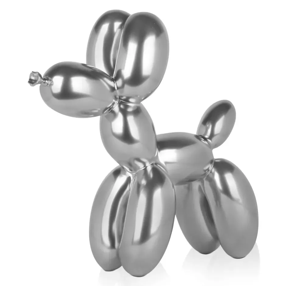 Statues & Sculptures Table Top|Floor Standing^Balloon Dog 46cm Silver Resin Indoor Sculpture