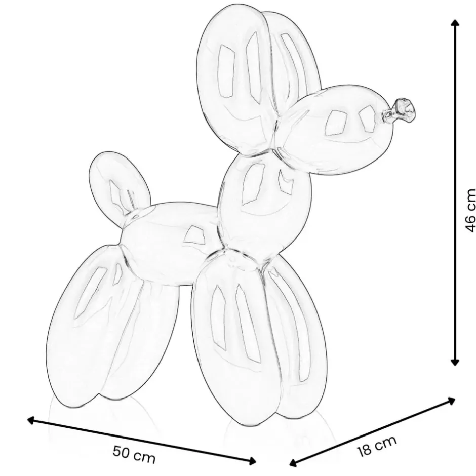 Statues & Sculptures Table Top|Floor Standing^Balloon Dog 46cm Silver Resin Indoor Sculpture
