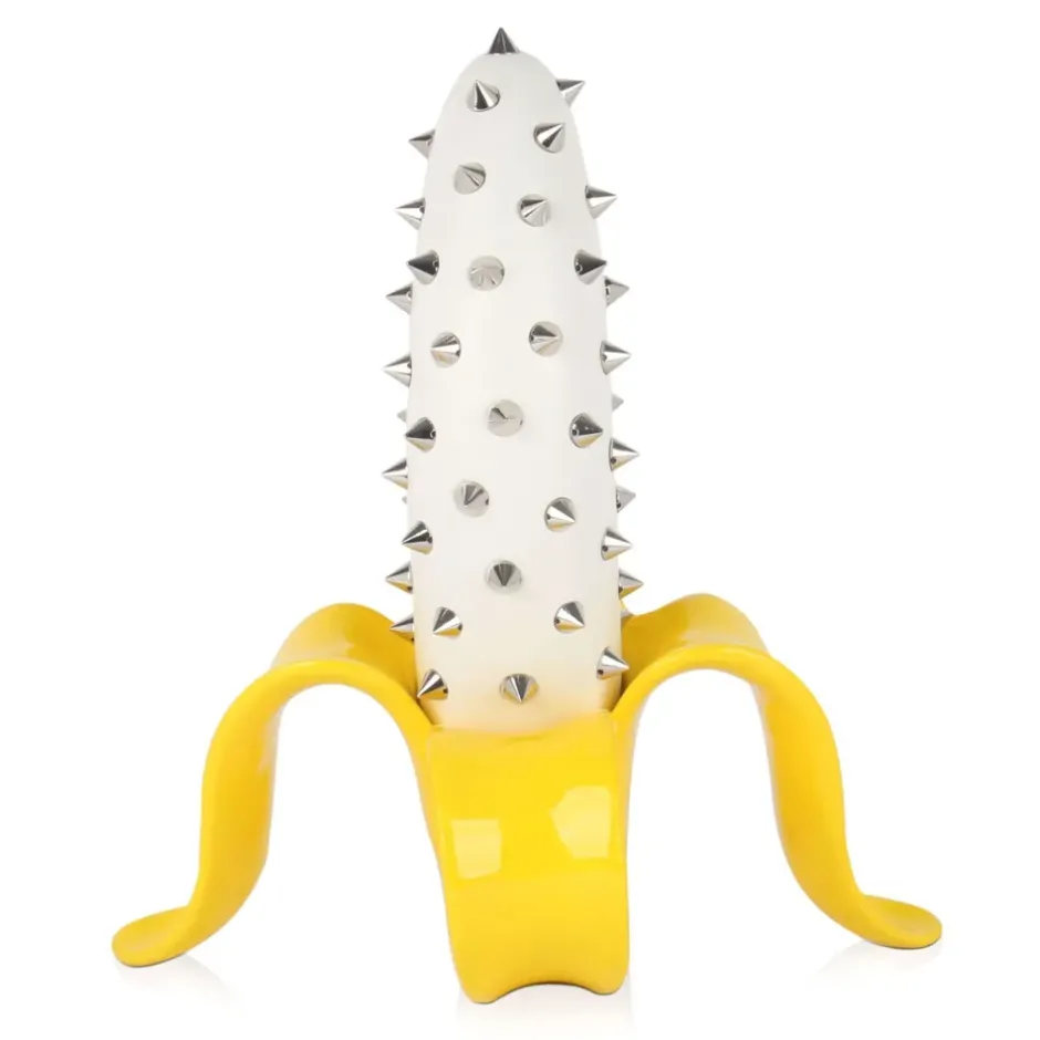 Statues & Sculptures Table Top|Contemporary^Banana Burst 35cm Yellow Stud Resin Indoor Sculpture
