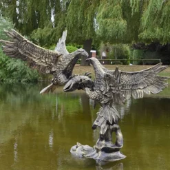 Statues & Sculptures Eagles^Battle of Eagles Bronze Metal Garden Statue