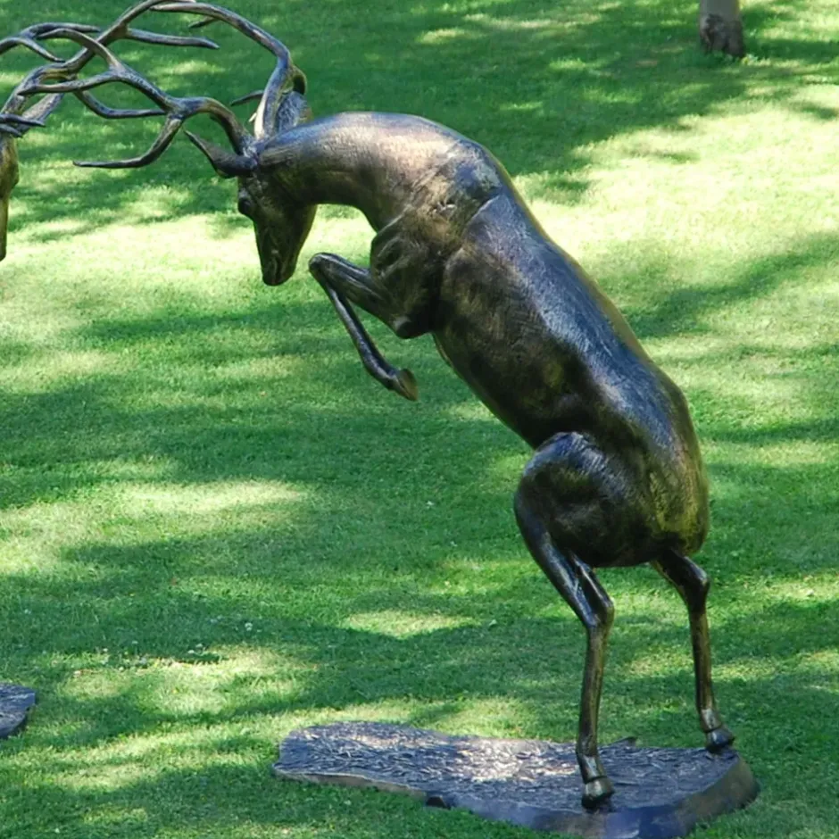 Statues & Sculptures Stags & Deers^Battling Stags Life-Size 140cm Bronze Metal Garden Statues