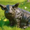 Statues & Sculptures Farm^Big Pig Bronze Metal Garden Statue