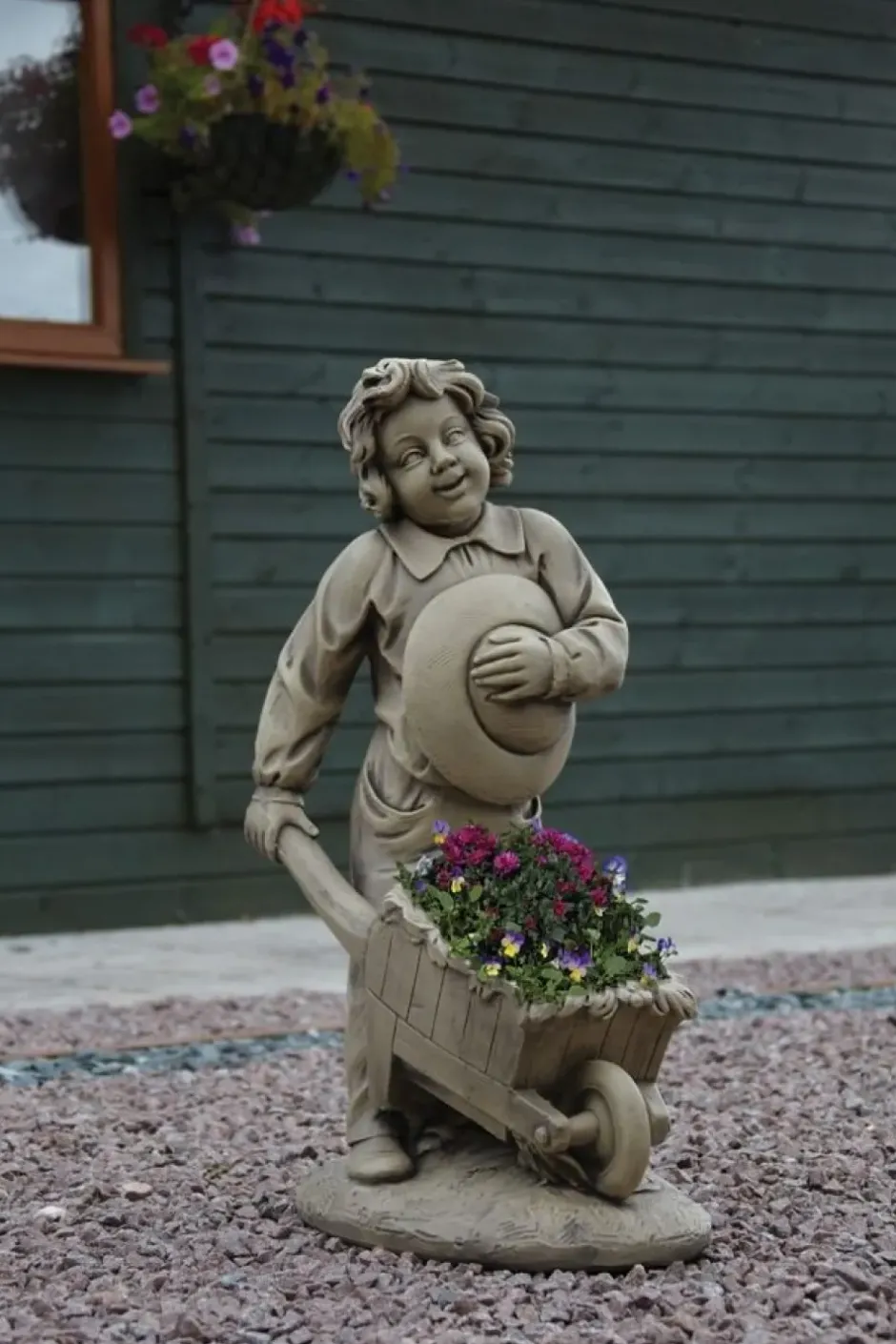 Statues & Sculptures Children^Boy & Barrow Stone Garden Statue
