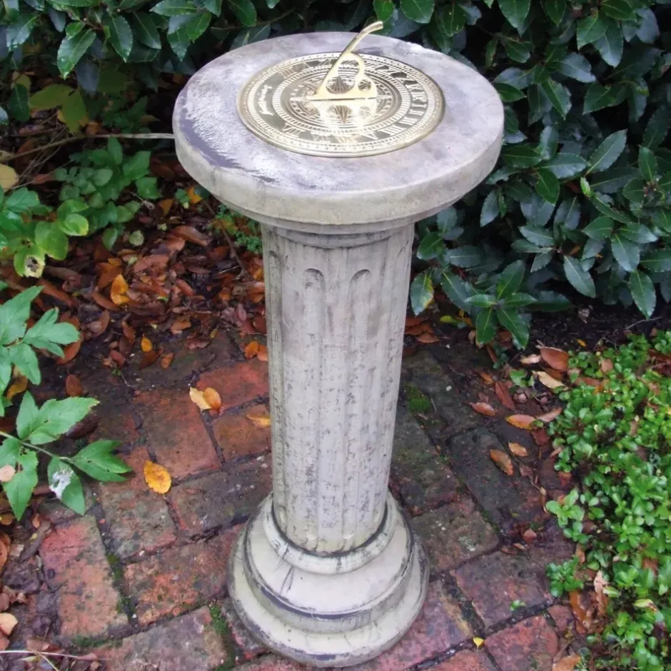 Statues & Sculptures Garden Sundials^Brighton Brass Stone Garden Sundial