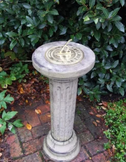 Statues & Sculptures Garden Sundials^Brighton Brass Stone Garden Sundial