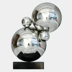 Statues & Sculptures Table Top|Abstract^Bubble Bobble 55cm Silver Metal Indoor Sculpture