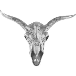 Statues & Sculptures Wall Art|Animals^Bull Skull 61cm Silver Metal Wall Sculpture