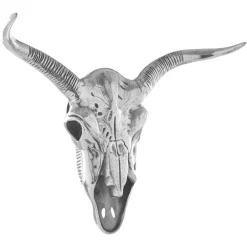 Statues & Sculptures Wall Art|Animals^Bull Skull 61cm Silver Metal Wall Sculpture