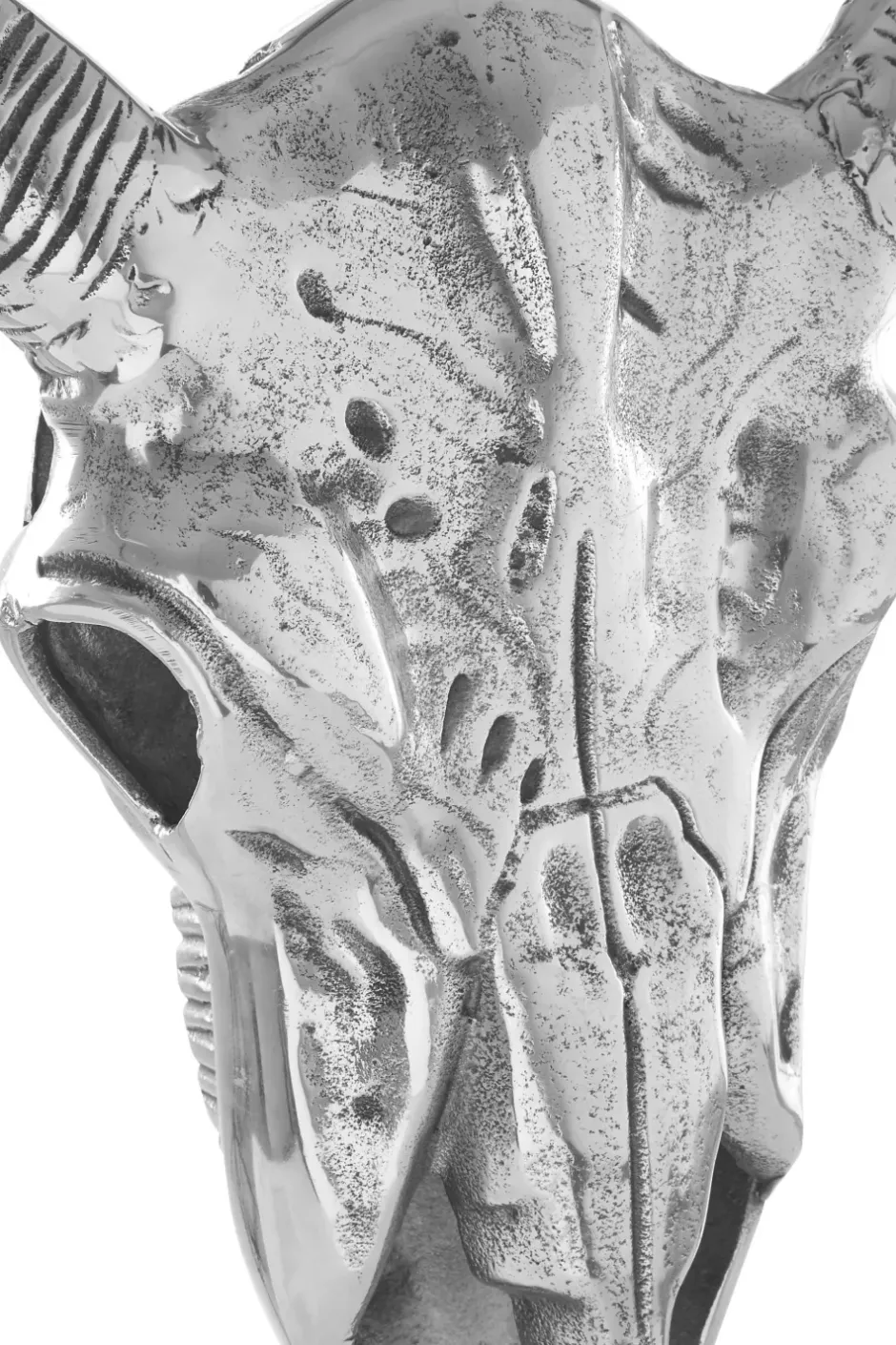 Statues & Sculptures Wall Art|Animals^Bull Skull 61cm Silver Metal Wall Sculpture