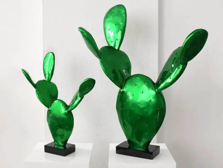 Statues & Sculptures Table Top|Contemporary^Cactus Bloom 61cm Green Resin Indoor Sculpture