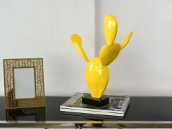 Statues & Sculptures Table Top|Contemporary^Cactus Bloom 41cm Yellow Resin Indoor Sculpture