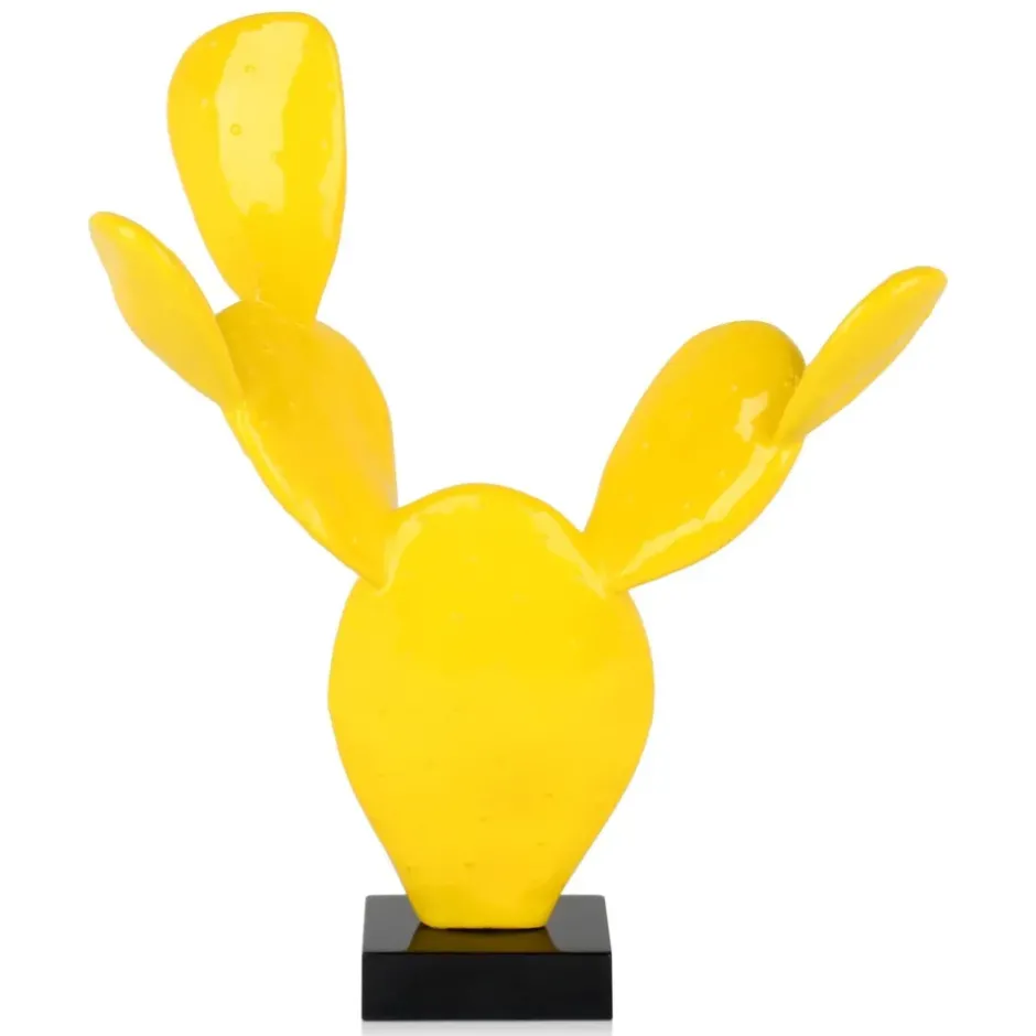 Statues & Sculptures Table Top|Contemporary^Cactus Bloom 61cm Yellow Resin Indoor Sculpture
