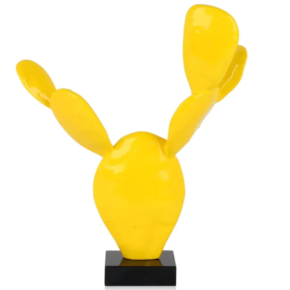 Statues & Sculptures Table Top|Contemporary^Cactus Bloom 61cm Yellow Resin Indoor Sculpture