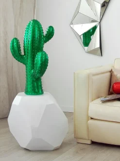 Statues & Sculptures Floor Standing|Contemporary^Cactus Essence 68cm Green Resin Indoor Sculpture