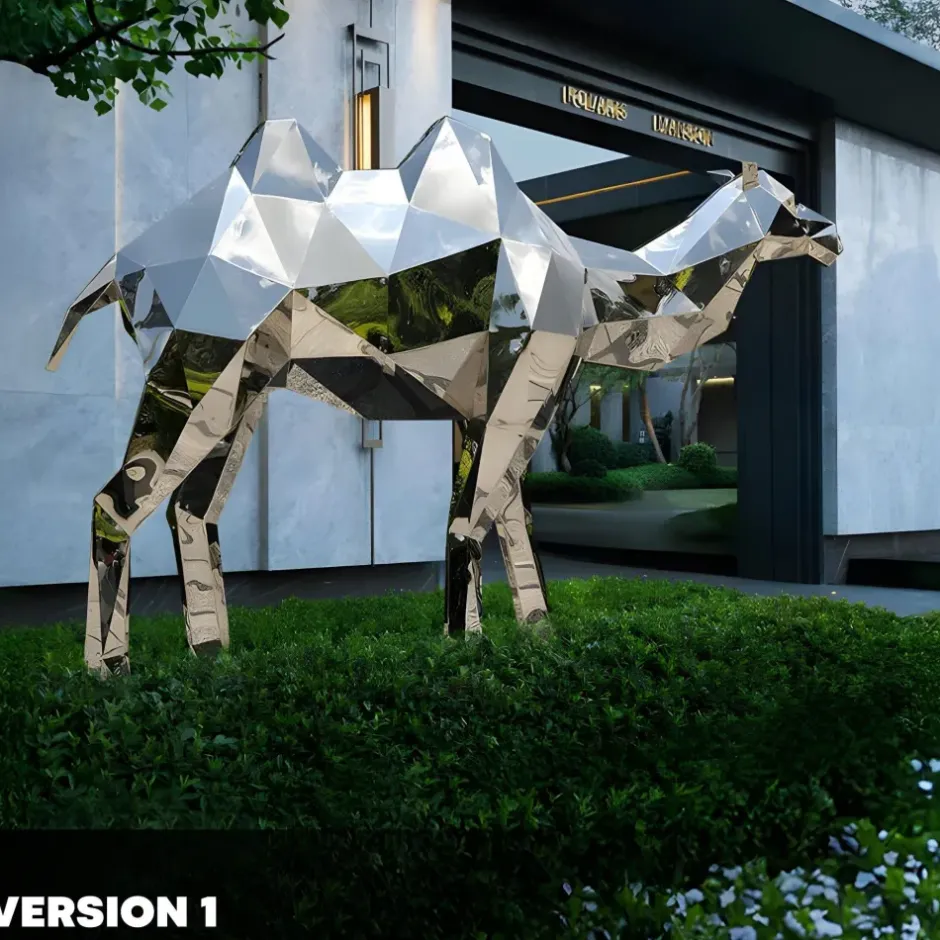 Statues & Sculptures Wildlife|Contemporary^Camel 161cm Geometric Metal Garden Sculpture